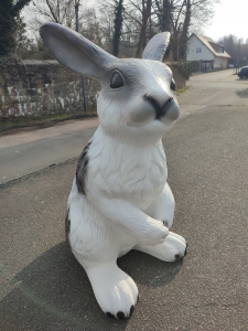 Deko Hasen Figur für Gartendeko, grau-weiss, 113 cm 2