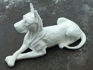 Lebensgrosse Deutsche Dogge, Hundefigur lebensecht, 94 cm, weiss