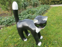 Stehende schwarze Deko Katze, 44 cm hoch