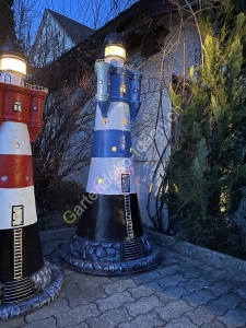 Deko-Leuchtturm Roter Sand Blau-Weiss, Turm