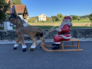 Samichlaus mit Esel und Schlitten 140 cm 3