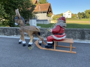 Samichlaus mit Esel und Schlitten 140 cm 7