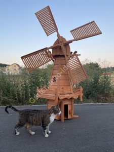 XXL Windmühle Gartenwindmühle Holz, 227 cm