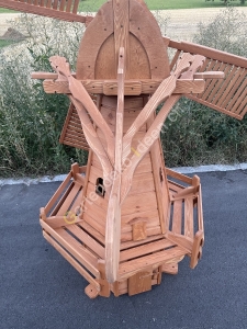 Grosse Gartenwindmühle Holz, 227 cm Flügel