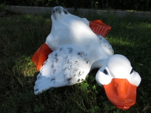 Ente Dekofigur Garten, liegend, 43 cm lang