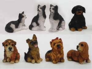 8 Teiliges Deko Set Katzen- und Hundefiguren für draussen und drinnen 2