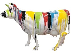 Designfigur Kuh, aufrecht mit Autolack, Variante 8