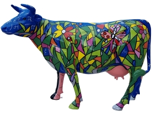 Designfigur Kuh, aufrecht mit Autolack, Variante 1