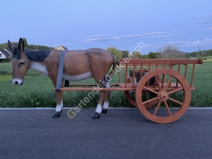 Esel Figur lebensgross mit Wagen