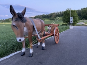 Esel Gartenfigur mit wagen gross