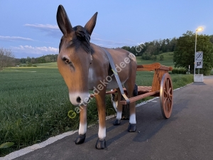 Gartenfigur Esel mit wagen xxl 