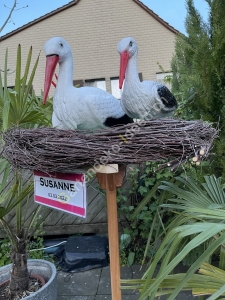 Originelle Geburtstafel Storch zur Geburt