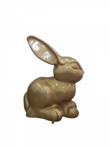 Osterhase XL für den Garten mit goldenem Autolack lackiert, 120 cm hoch