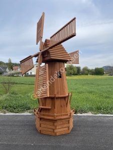 Grosse XXL Solar Gartenwindmuehle aus Holz