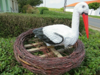 Storchennest Deko mit 1 sitzenden Storch, Ø 80 cm