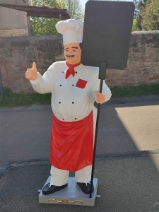 Kundenstopper für Restaurant: Koch mit Tafel, 185 cm hoch