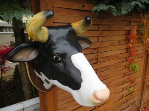 Kuhkopf Wanddeko, schwarz weiss