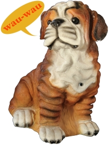 Mops Hund Dekofigur bellend, mit Bewegungssensor, 39 cm hoch 1