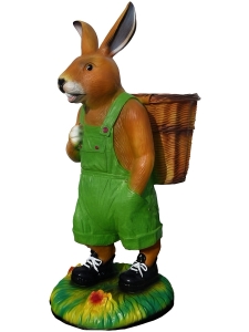 Osterhase XXL mit Kreze zum Füllen, grüne Hose, 110 cm hoch