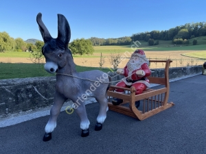 Deko Samichlaus Schlitten und Esel von vorne