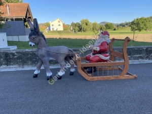 Deko Samichlaus Schlitten und Esel ca. 150 cm lang