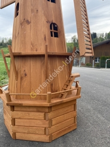 Windmühle Deko mit Solarbeleuchtung aus Holz  gross