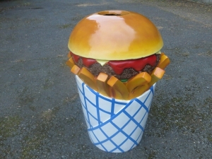 Werbeaufsteller Pommes und Burger Mülleimer, 105 cm hoch 3