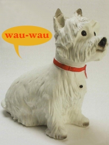 Sitzender West Highland White Terrier, Westie, bellt 2